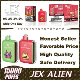 원래 JEX Alien 퍼프 15000 12000 일회용 vape 포드 장치 퍼프 15K/12K 충전식 E 담배