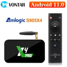 Receivers Ugoos x4 pro caixa de tv android 11 caixa de tv inteligente s905x4 ddr4 4gb 32 wifi 1000m x4 cubo x3 pro s905x3 android 9.0 tvbox