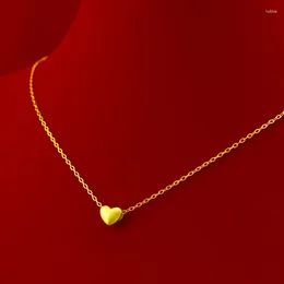 Pendants HOYON Real 18K Gold Color Necklace Women's Heart Pendant Matte Clavicle Chain Neck Collares For Girlfriend Fashion Birthday Gift