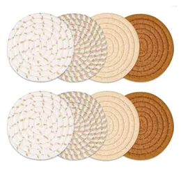 Table Mats Heat-resistant Cotton Coasters Scandinavian Ins Rope Woven Placemats Set Absorbent For Kitchen