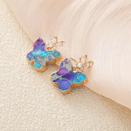 Dangle Earrings Women Colorful Butterfly Ear Pin Natural Stones Drop Boho Jewelry Wholesale