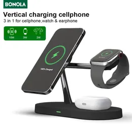 Bonola 3 i 1 Magnetic Wireless Charger för iPhone 12 Pro Max Mini Apple Watch 6 Se AirPods 2 Holder1789733