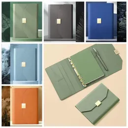 مجلة جدول أعمال مجلة A5 A6 Binder Notebook تدوين الملاحظات الورقية منظم الأعمال البسيطة البسيطة PU الجلود