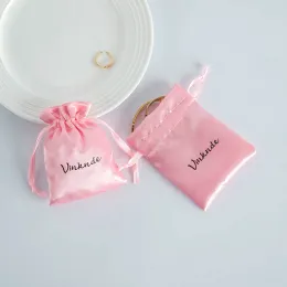 Jewelry 100pcs/Lot Jewellery Pouch Packaging Bag Satin Silk Gift Bracelet Necklace Earrings Rings Storage Drawstring Bag Custom Logo