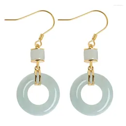 Dangle Earrings High Grade S925 Sterling Silver Inlaid Natural A-grade Jade Type Fashion Jewelry Women's