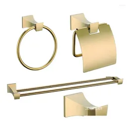 Bath Accessory Set Luxury Gold Wall Bathroom 4 Accessories Hardware Sets Ke2500A Clothes Hook Towel Ring Double Pole Rack Toilet Pap Dhfuw