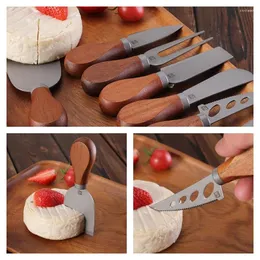 أدوات المائدة مجموعة سكين الجبن من الفولاذ المقاوم للصدأ مع مقبض خشبي شوك زبدة بيتزا المطبخ الاحترافي