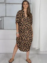 Kvinnors badkläder sexig leopard plus size caftan casual roll-up hylsa solskydd skjorta kvinnor kläder strand slitage baddräkt hus klänning