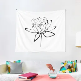 Wandteppiche, Lotusblume, Kalligraphie (schwarz), Wandteppich, niedliche Raumdekoration, Dekoration für Schlafzimmer, Wandbehang