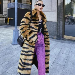 Fur Winter Long Leopard Women Faux Fur Coat Warm Plush Overcoat Fashion High Quality Fur Jacket Female Loose Outerwear