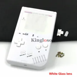 Чехлы Полностью белый чехол для Nintendo Gameboy GB DMG Classic, крышка корпуса игровой консоли с белыми стеклянными линзами, кнопками, резиновыми подушечками