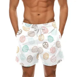 Shorts masculinos homens 3d ovos de páscoa impressão homem bolso roupa de banho homens troncos nadar praia calças curtas dia primavera roupas