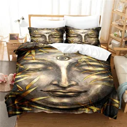 Bedding Sets Buddha Statue Duvet Cover Linen Fashion Design Asian Culture Exotic Retro Style Theme Bedroom Decorations For Women Men Gifts