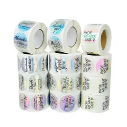 Gift Wrap 500Pcsroll 38Cm Laser Stickers Thank You Bags Sealing Label Wedding Birthday Christmas Party Supplies Scapbooking Drop Del Dhw6M