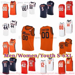 Niestandardowe S-6xl Illinois Fighting Illini 0 Terrence Shannon Jr. Jersey Basketball Marcus Domask Coleman Hawkins Quincy Guerrier Ty Rodgers Luke Goode Szygowane koszulki