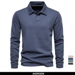 남성 패션 목을위한 Aiopeson 자수 폴로 셔츠 칼라 남성 캐주얼 소셜 폴로 셔츠 고급 골프 셔츠 240219