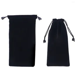 Мешочки для ювелирных изделий, 4 шт., черная флокированная ткань, сумка для хранения часов, сумки на шнурке