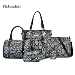 skfoockes 2020 new women's bag individual snakeskin ladies handbag shoulder and crossbody bag 6 pieces222k