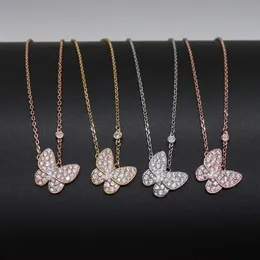 Темперамент, полный бриллиантов, ожерелье-бабочка, женский нишевый дизайн в Instagram, легкая цепочка на шею, розовое золото, высококачественные ожерелья-цепочки на ключицу