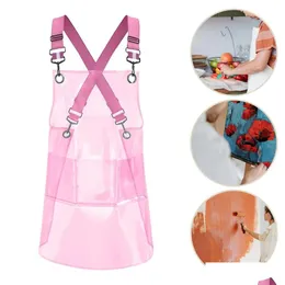 Aprons Fashion Kitchen Apron Oil Resistant Waterproof Clear Reusable Tpu For Hair Salon Barber Barista Household Supplies Drop Deliv Dh8Mp
