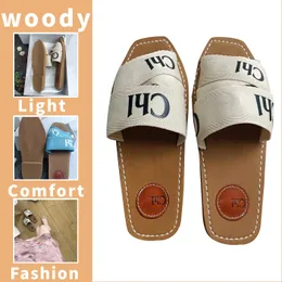 Designer Sandals Woody Women's Summer Outgoing Versatile Vacation Comfort Letter Embroidered Flat Bottom Slippers Outdoor Trend