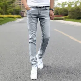 Men's Jeans Trendy Long Trousers Skin-Touch Slim Fit Pencil Denim Pockets Comfy Male Clothing