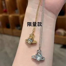 女性のための惑星ネックレスデザイナーネックレスVivienen Luxury Jewelry Viviane Westwood Saturn Love Necklace Womens Pink Diamond Pendant同じスタイルのクラビクルチェーンGI