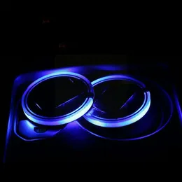 New Other Interior Accessories Solar Powered LED Car Cup Holder Mat Pad Drink Bottle Sensor Decoration Interior Coaster Light And Vibration With Car B6P5