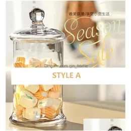 Storage Bottles Jars Grain Three Styles Different Wedding Decor Transparent Glass Crafts Crystal Candy Bottle Drop Delivery Home G Dhfon