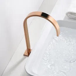 Waschbeckenarmaturen aus massivem Messing, zwei Löcher, gebürstetes Gold, geteilt, mattschwarz, Wasserfall, 360 drehbare Wasserhähne