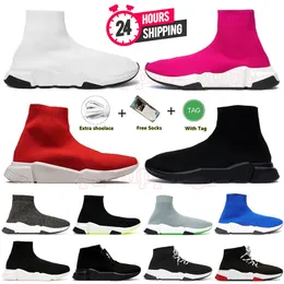 Paris Speed ​​1.0 Sıradan Ayakkabı Tasarımcı Sock Boots Loafers Graffiti Beyaz Siyah Kırmızı Bej Pembe Clear Sole Slip-On Parlak Örgü Hız 2.0 Platform Eğitimcileri Loafers patikleri