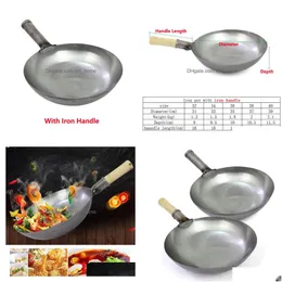 Pans Traditional Iron Pot For Restaurant Chef Fried Drop Delivery Home Garden Kitchen Dining Bar Cookware Dhqjb