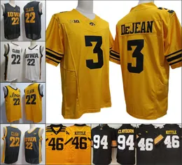 Iowa Hawkeyes 3 Cooper Dejean College Football Jersey Men Siched Jerseys 46 George Kittle White Black Orange Mens 22 Caitlin Clark Basketball Jerseys