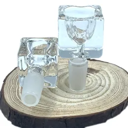 Populära kubiska färgglada glasskålar 14mm 18mm Cube Glass Bowl Square Bowl/Slide With Male Joint Glass Bong Hookah Rökningstillbehör
