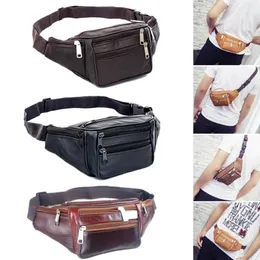 Waist Bags Fashion Men Genuine Leather Packs Organizer Travel Pack Necessity Belt Mobile Phone Bag242L