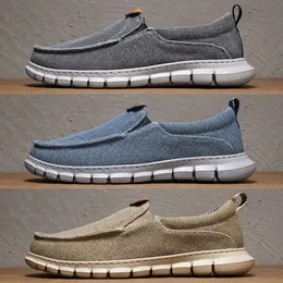 Sneakers Mens Shoes Casual Canvas Loafers Solid Color Slip On Flats Classic Comfortable Large Size Soft Breathable Male Shoes