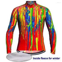 Racing Jackets Thermal Cycling Jersey For Men And Women Long Shirt Bike Sport Wear Fleece Top Warm Bicycle Coat Road Ride Clothes Winter