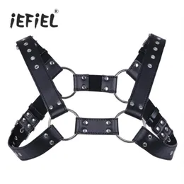 Belts IEFiEL Sexy Men Lingerie Faux Leather Adjustable Body Chest Harness Bondage Costume With Buckles For Men's Clothing Acc316y