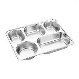 Piatti vassoio facile pulito 5 scompartment snack campeggio per bambini impilabili al servizio dietetico in acciaio inossidabile diviso per cena