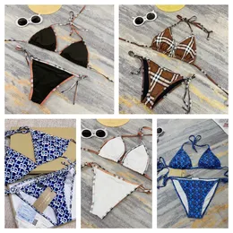 bikini costumi da bagno firmati triangolo bikini bikini di lusso set costumi da bagno da spiaggia costume da bagno estivo cinturino a tracolla sexy modello di design scozzese costume da bagno scozzese da donna di alta qualità