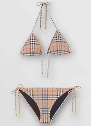 Designer Bikini Swimwear Womens Bathing Suits Verão Swimsuit Stripe Thread Head Check Padrão Set Moda Confortável Roupas Biquinis Childrs054
