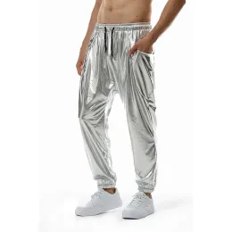 Pants 2023 Golden Silver Color Punk Hip Hop Pants Men Nightclu DJ Stage Trousers Vintage Street Dance Harem Pants Joggers