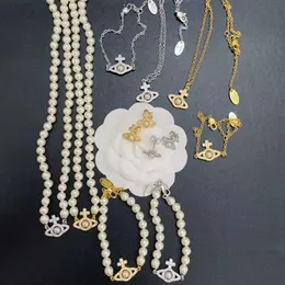 Planet-Halskette, Designer-Halskette für Damen, Vivienen Luxusschmuck, Viviane Westwood 23, neue westliche Saturn-Perlenkette, weiblich, Ouyang Nana, gleicher Stil, gestapelte Farbe