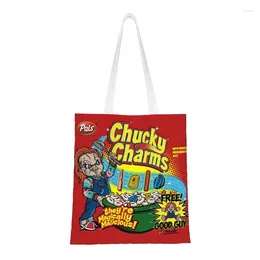 Shopping Bags Chucky Charms Groceries Tote Women Custom Child's Play Canvas Shoulder Shopper Bag Large Capacity Handbag