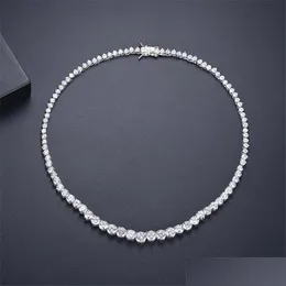 Colares Pingente 2022 Top Venda Noiva Tênis Colar Espumante Jóias de Luxo 18K Branco Ouro Preencha Redondo Corte Topázio Cz Diamante Gemsto Dhkhi