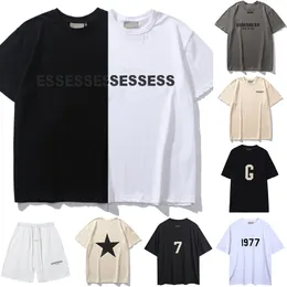 2024 Essentialls Mens 티셔츠 가슴 편지 Essentialsweatshirts 인쇄 조수 짧은 슬리브 하이 스트리트 느슨한 대형 여성 Essentialshoodie Cotton Tops