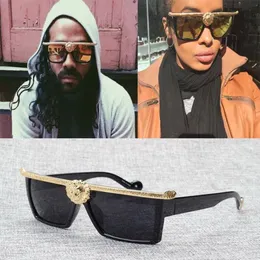 Yeni moda vahşi aslan kafa dekorasyon güneş gözlükleri kadınlar erkekler marka tasarım kare çerçeve güneş gözlükleri tasarımcı güneş gözlüğü oculos de sol188r