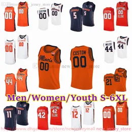 Custom S-6XL Illinois Fighting Illini 0 Terrence Shannon Jr. Basketball Jersey Justin Harmon Dain Dainja Amani Hansberry Niccolo Moretti AJ Redd Stitched jerseys