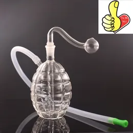 Mini narghilè creativo all'ingrosso Spessore trasparente granata anticarro acqua dab rig bong con ciotola per bruciatore a nafta in vetro maschio da 10 mm e tubo in silicone per fumare