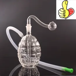 Wholesale mini creative hookah Thick Clear antitank grenade water dab rig bong pipe with 10mm male glass oil burner bowl and silicone hose for smoking